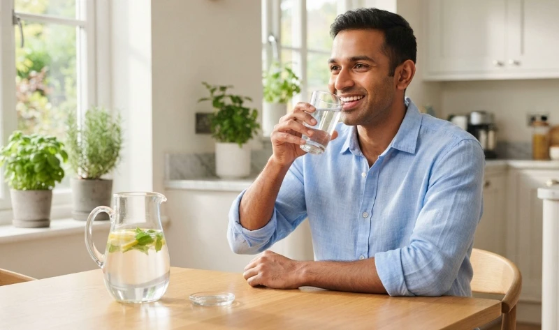 din m kitna pani pina chaiye ek sawasth aadmi ko