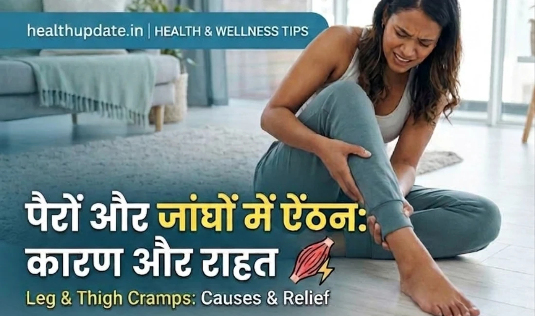 पैरों और जांघों में ऐंठन के कारण और राहत - Leg & Thigh Cramps Causes & Relief by healthupdate.in