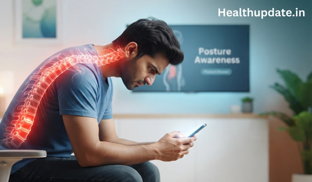 Text neck syndrome posture awareness image by healthupdate.in